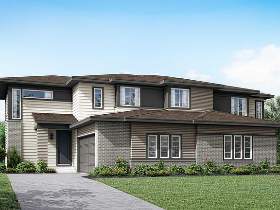 Modern Prairie Exterior Style with Side Load Garage C - Left Side of Duplex
