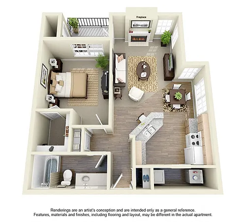 Floor plan 1 Bed 1 Bath Medium