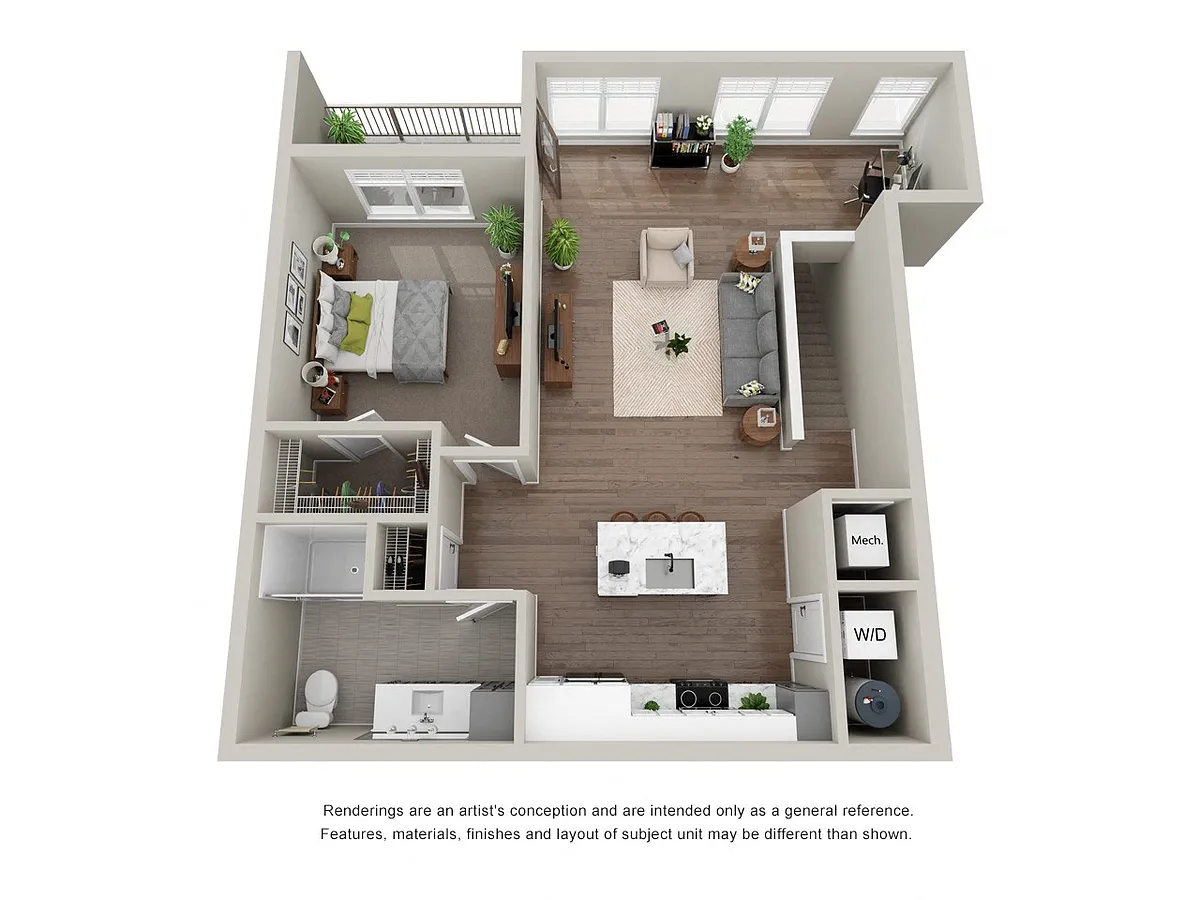 Floor plan Deluxe 1 Bedroom, 1 Bathroom
