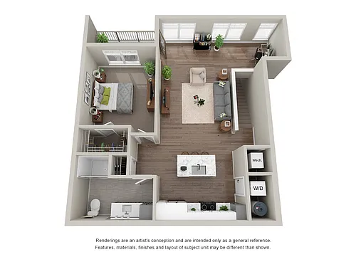 Floor plan Deluxe 1 Bedroom, 1 Bathroom