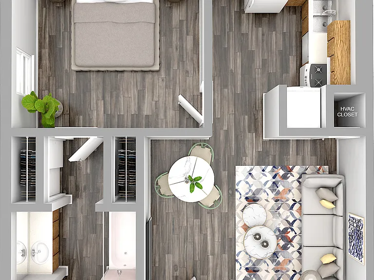 3D Floor Plan (Apt 157) 3D Floor Plan (Apt 157)