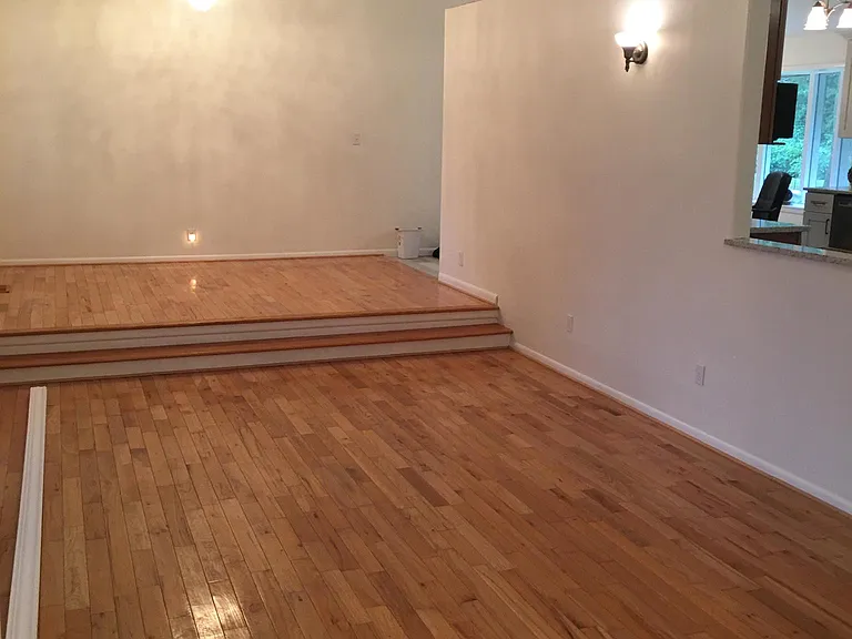 Sunk living room with tv hook up