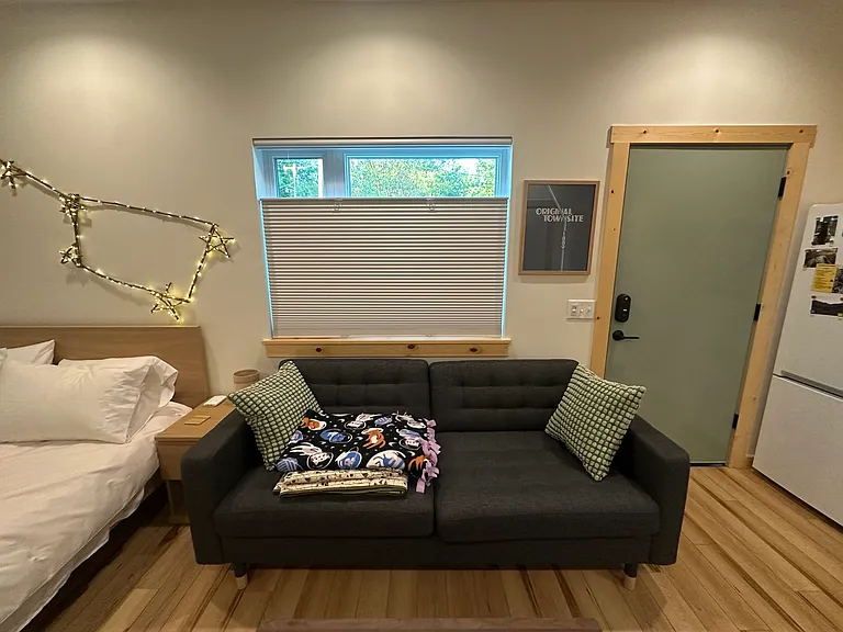 Couch with pillows/blankets