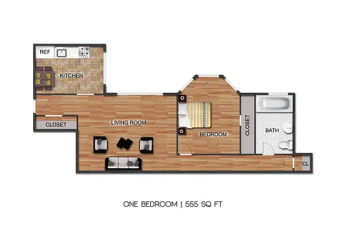 Floor plan 1 Bedroom B