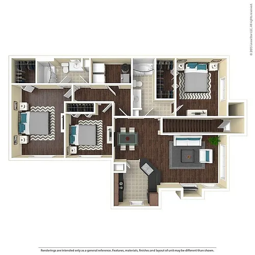 Floor plan C1 The St. Augustine - 3 Bedroom, 2 Bathroom