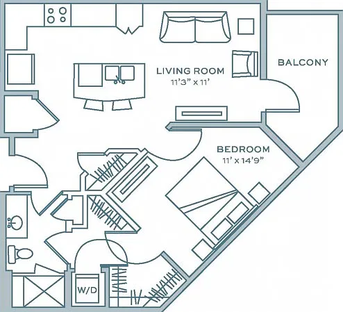One Bedroom One Bath (689 SF) One Bedroom One Bath (689 SF)