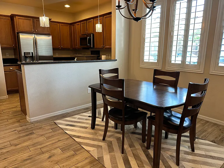 Dining area with hardwood table