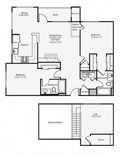 Floor plan 2hL Highland Loft
