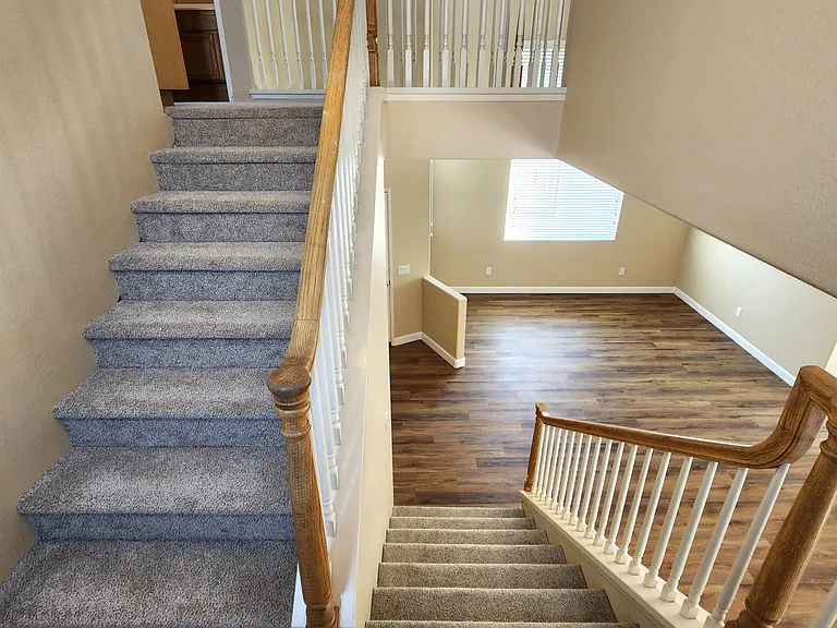 Looking down from the landing on the way upstairs.