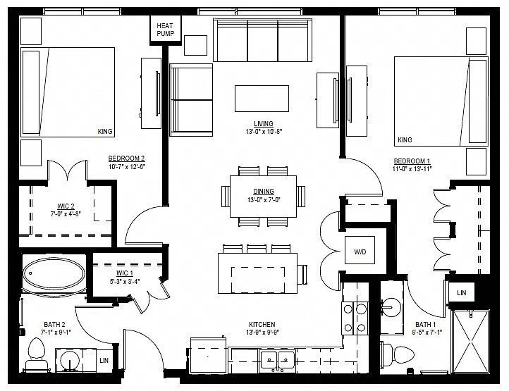 Floor plan Two Bedroom - F (60%)