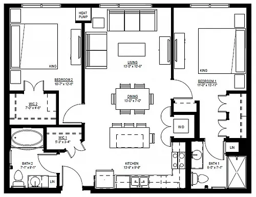 Floor plan Two Bedroom - F (60%)