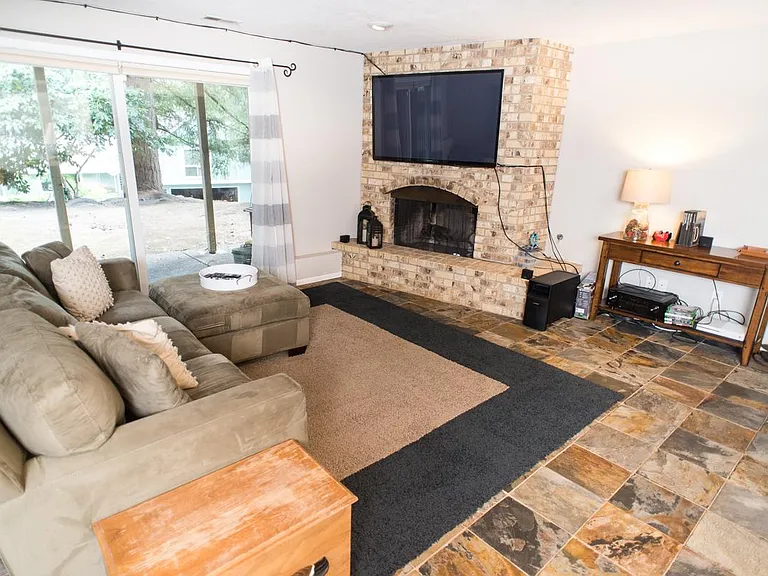 Downstairs fireplace