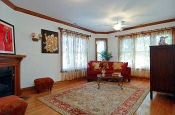 living room with fireplace