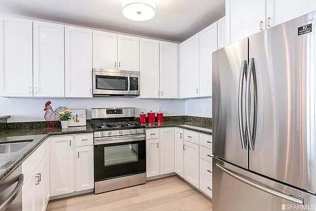 New stainless steel appliances. Plenty of cabinets and a full-size countertop.