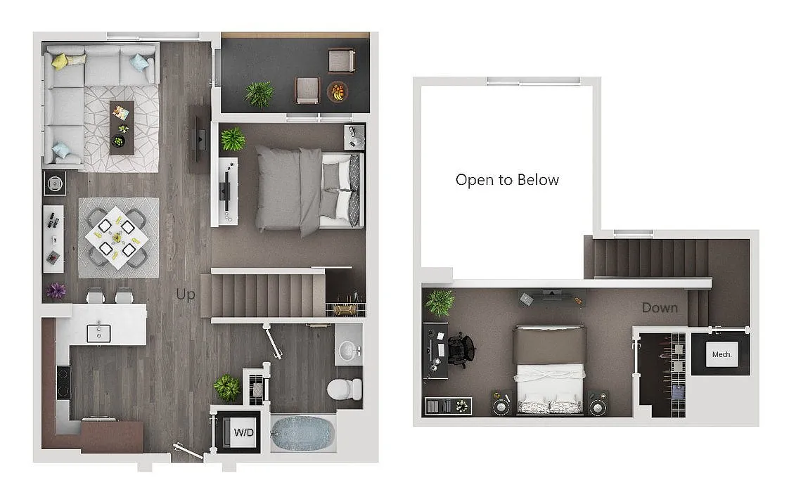 Floor plan 1/1 w/ Loft Medium