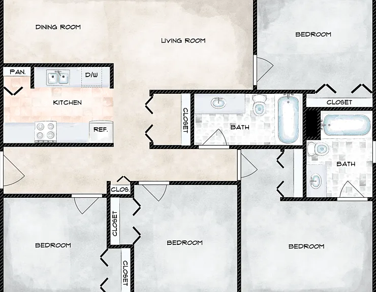 4 Bedroom Floorplan Diagram