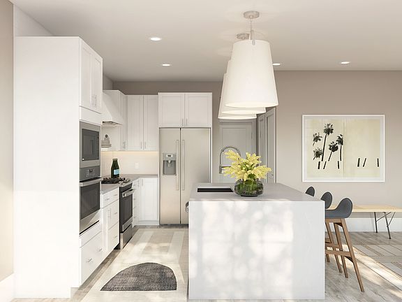 Waterfall edge island in kitchen