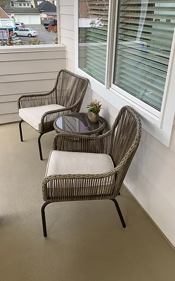 Patio area outside your front door.
