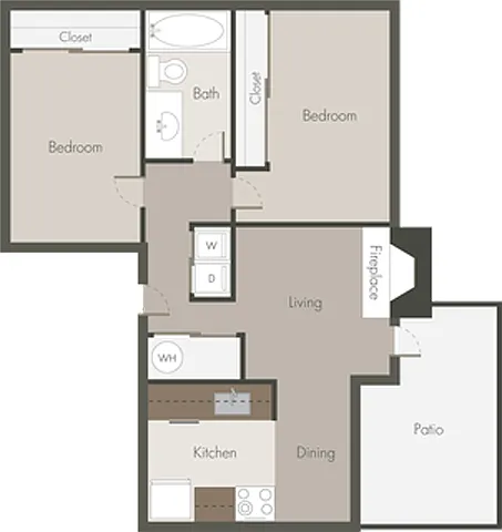 Floor plan 2 Bed 1 Bath_A