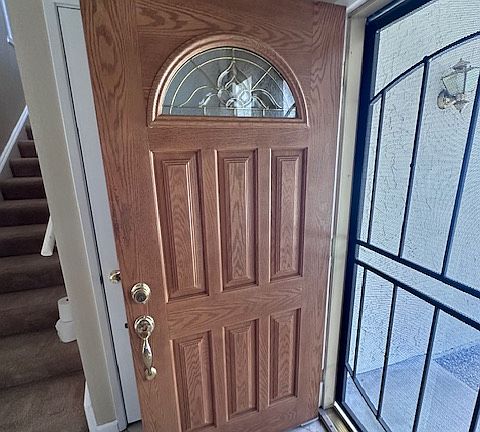 Security screen installed at the front door entry