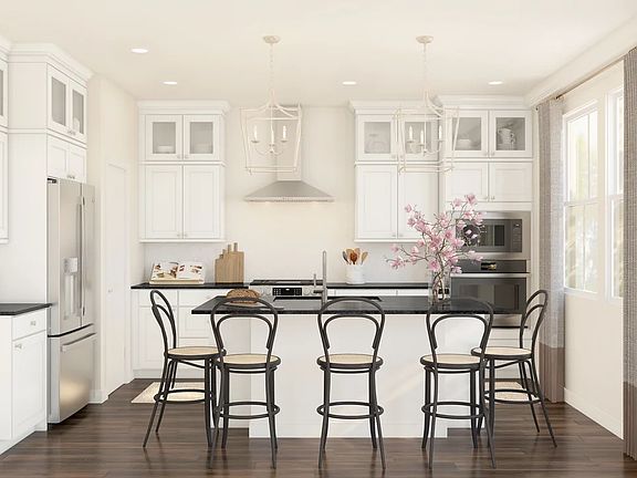 Kitchen with glass upper cabinets