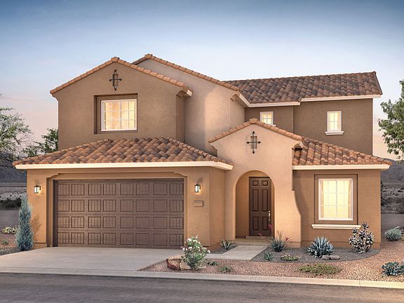 Two-story Yucca home shown in Elevation A with a two-car garage.