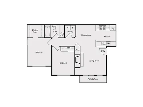 Floor plan 2B1Ba