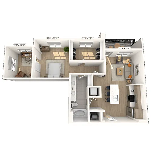 Floor plan A6 1x1 952 SF