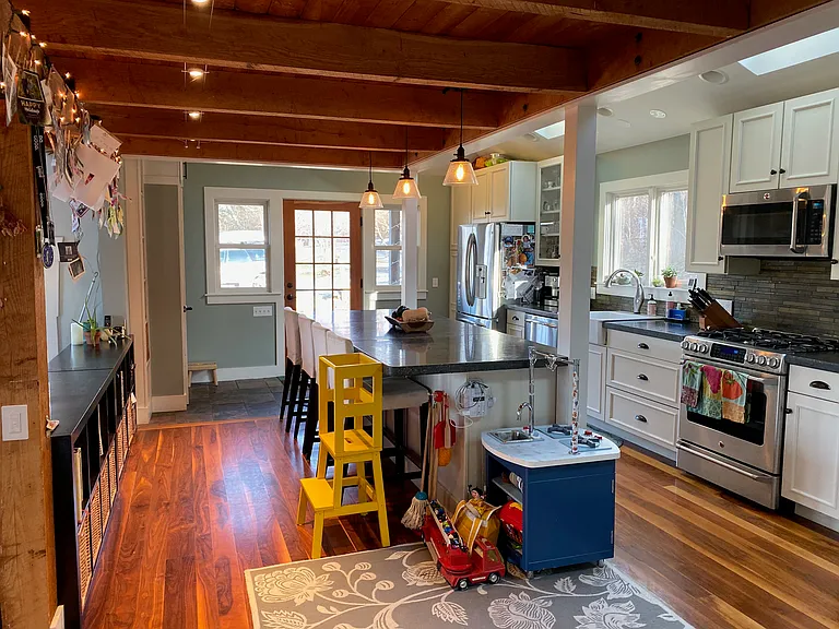 Kitchen and island