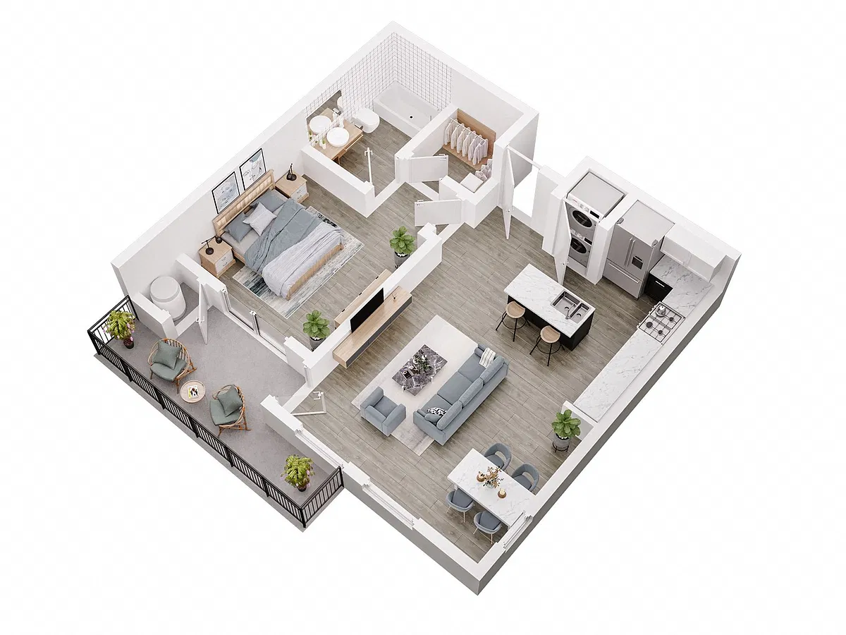 Floor plan 1 Bed 1 Bath