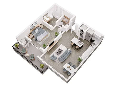 Floor plan 1 Bed 1 Bath