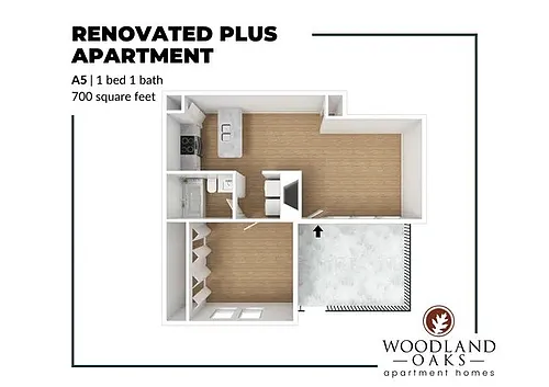 Floor plan 1 Bedroom 1 Bathroom (A5)