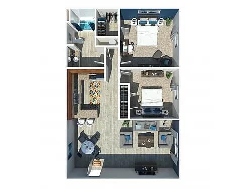 Floor plan 2 Bedroom 1 Bath AB