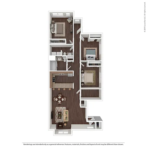 Floor plan 3 Bed 1.5 Bath Flat