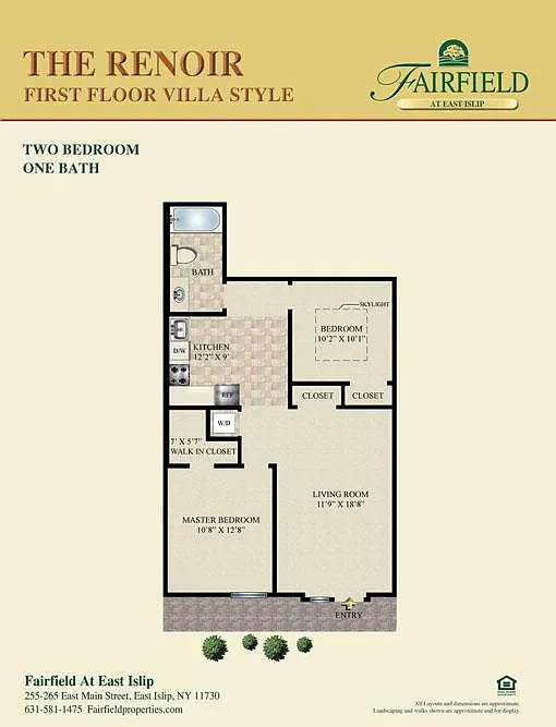 Floor plan THE RENOIR-Two Bedroom Villa Style