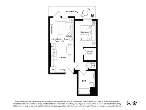 Floor plan B1B9 - 1 Bed 1 Bath