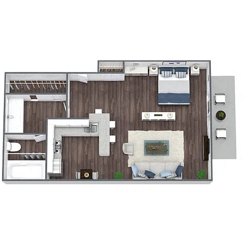 Floor plan S1: 0 Bed 1 Bath
