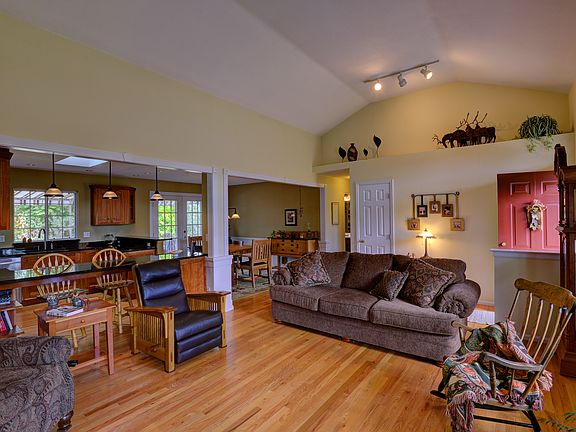 Wood floors in living room.