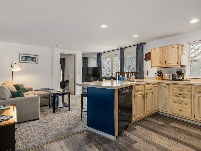 open concept kitchen and living room.