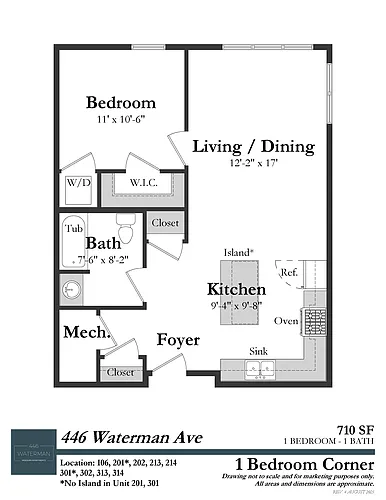 Floor plan One Bedroom Corner