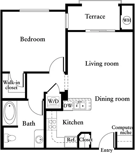 Floor plan 1 Bedroom B