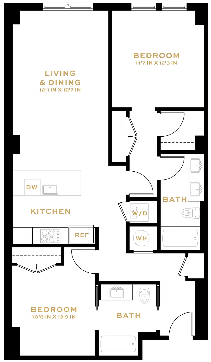 Floor plan 2 Bedroom - 2 Bath | B02 (Click Floorplan for more