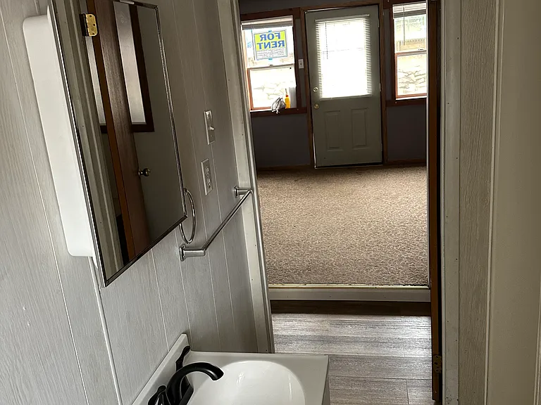 bathroom looking into living room
