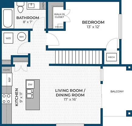 Floor Plan 1K | Seasons at Franklin | Apartments in Franklin, WI Floor Plan 1K | Seasons at Franklin | Apartments in Franklin, WI