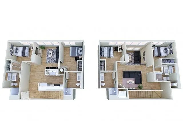 Floor plan 4x4 Aerial Duplex