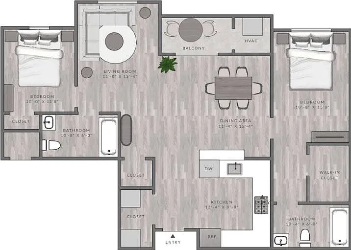 Floor plan B4-2x2 - East