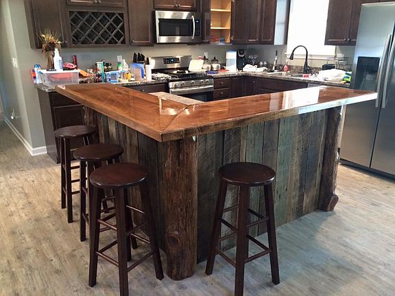 Custom built bar in kitchen