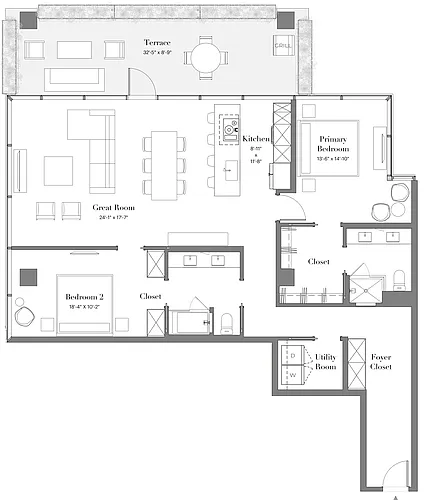 Floor plan 04 | 2B-10 | 2 Bed | 2 Bath