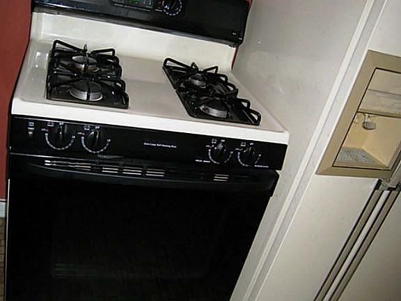 Close up view of stove