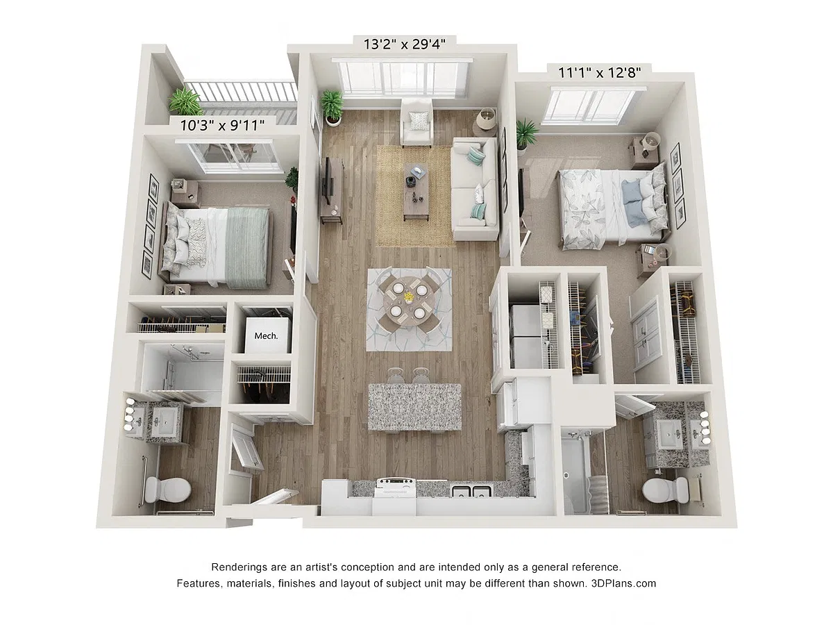 Floor plan 2AA (Wheelchair Accessible)